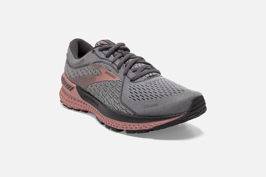 Brooks Adrenaline GTS 21 Road Running Shoes Womens - Dark Grey/Pink - HBDSN-3270